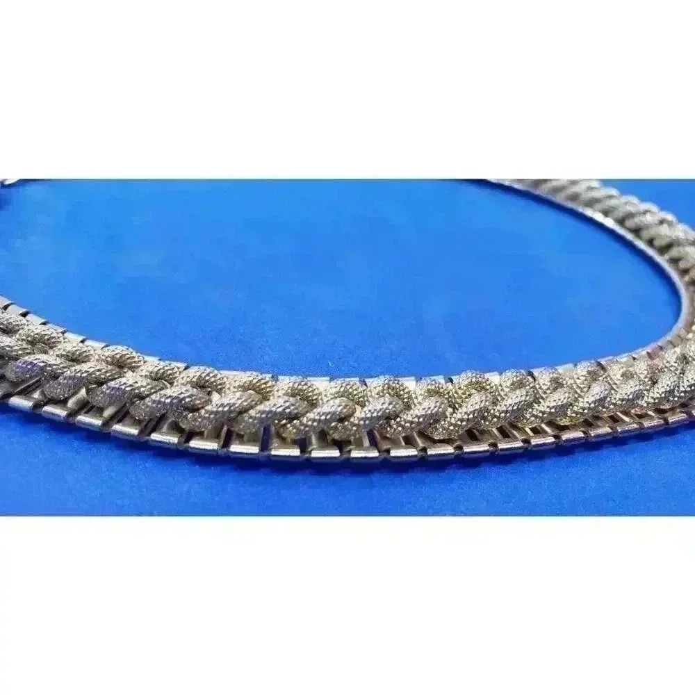 Vintage Gold Choker Necklace Railroad Style & Braided Thick Chain Chunky
